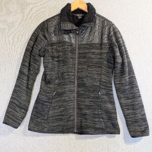 Oakley Sweater Jacket Women's Small Heathered Gray Black Knit Sherpa